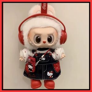 Labubu Cute Hello Kitty Outfit with Red Accessories